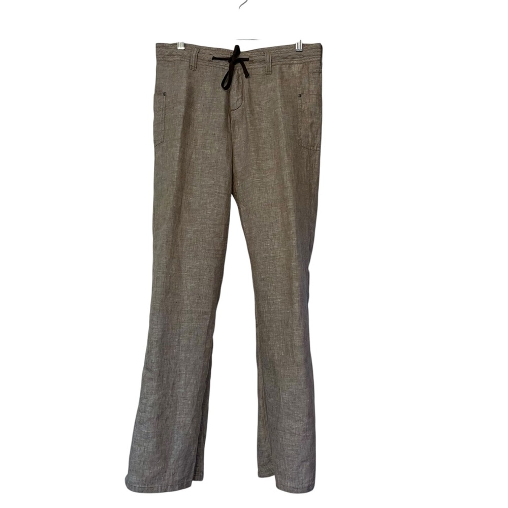 Horny Toad & Co Women's 100% Linen Pants Brown Taupe Drawstring Mid‎ Rise Beachy